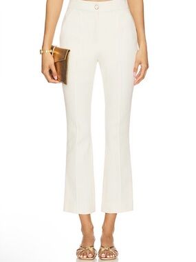 Veronica Beard Cream Boot-Cut Cropped Pants